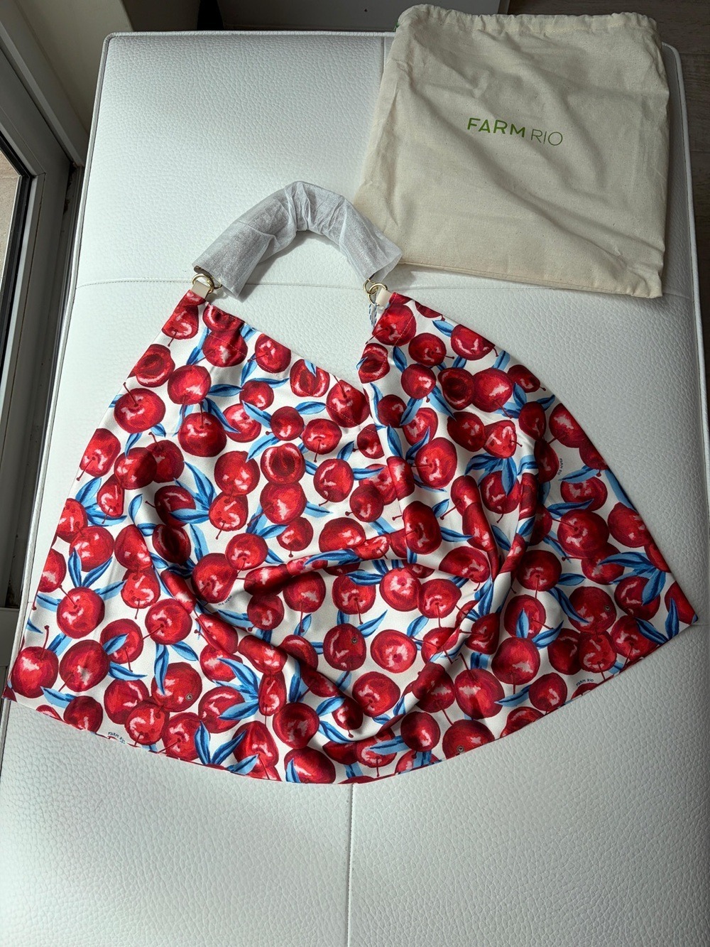 Farm Rio Red Cherry Satin Medium Scarf Bag - Picture 5 of 8